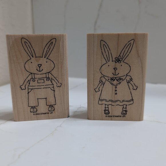 Easter/Spring Bunny Wooden Card Making Stamps 2004 Stampin Up - Picture 2 of 5